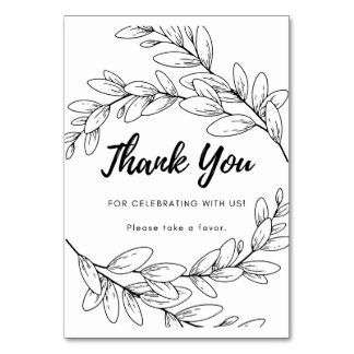Thank You Sign - Flat - Black and White Floral