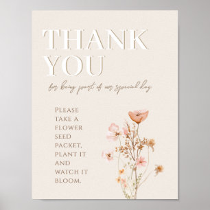 Thank You Sign For Wildflower Baby Shower