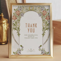 Thank You Sign Guests Art Nouveau William Morris