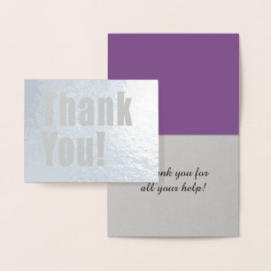 Thank You Silver Decor with Custom Text Foil Card
