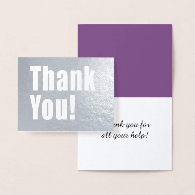 Thank You Silver Decor with Custom Text Foil Card (Display)