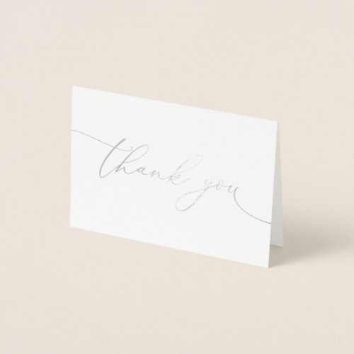 Thank You Silver Foil Minimalist Wedding Thank you Foil Card