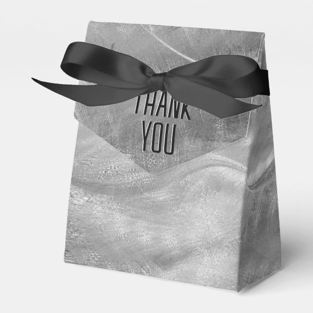 Thank You Silver Metal Abstract Favor Boxes (Front Side)
