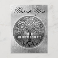 Thank You | Silver Tree of Life Memorial Postcard