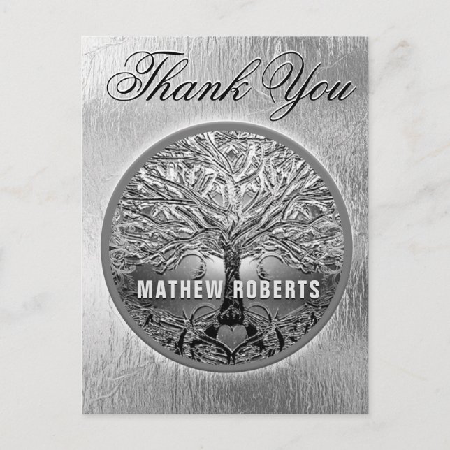 Thank You | Silver Tree of Life Memorial Postcard (Front)