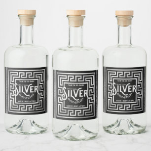 Thank You Silver Wedding Anniversary Glitter Liquor Bottle Label