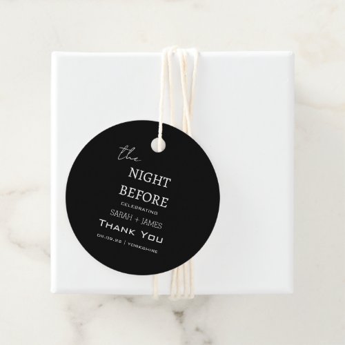 Thank you Simple Black the Night Before Wedding  Favor Tags