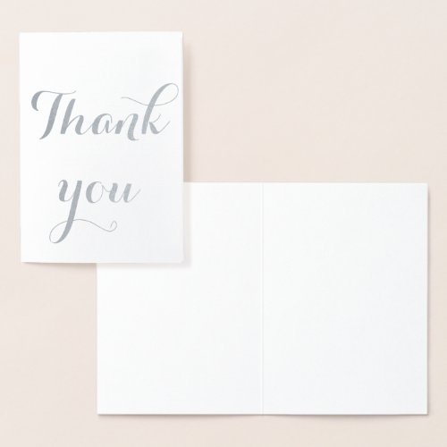 Thank You Simple Blank Elegant Cool White Foil Card