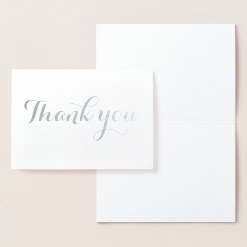 Thank You Simple Blank Elegant Trendy White Foil Card