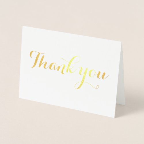 Thank You Simple Blank Elegant Trendy White Foil Card