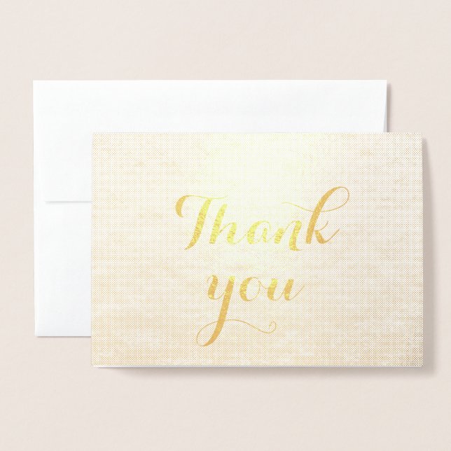 Thank You Simple Blank Elegant White Foil Card (Front With Envelope)