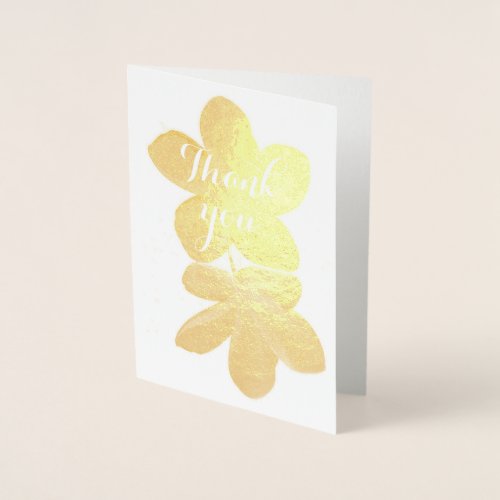 Thank You Simple Blank Floral White Foil Card