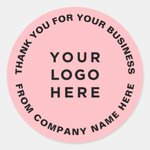 Thank you simple blush pink business logo classic round sticker