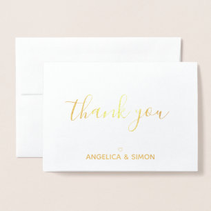 Thank You simple calligraphy Personalised Gold Foil Card
