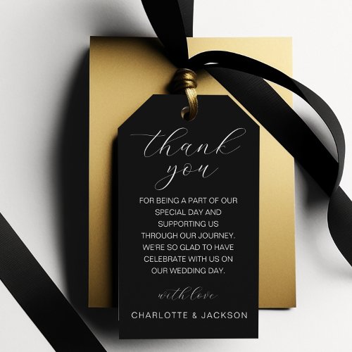 Thank you Simple elegant black handwriting Gift Tags