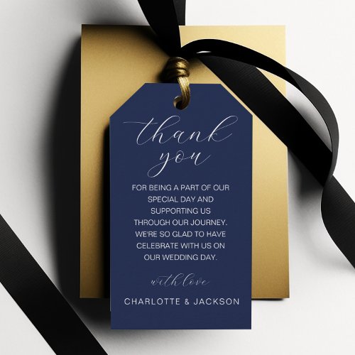 Thank you Simple elegant blue handwriting Gift Tags