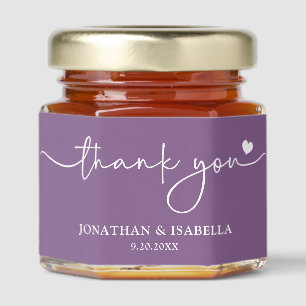 Thank You Simple Elegant Script Wedding Favor Honey Jar Favors