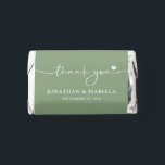 Thank You Simple Elegant Script Wedding Hershey's Miniatures<br><div class="desc">These charming Hershey's Miniatures wedding favors showcase "thank you" in elegant handwriting text,  adorned with a small heart for a sweet touch. Personalize these sage green thank you favors with the bride and groom’s names and their wedding date to create a memorable keepsake.</div>