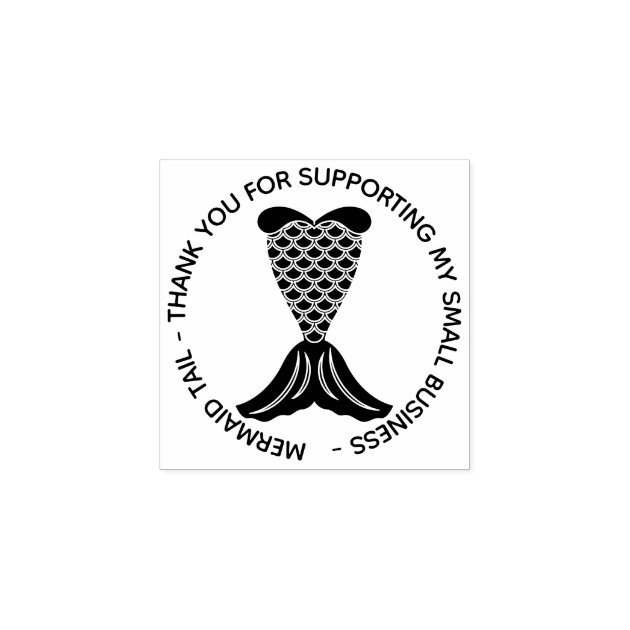 Thank You Simple Mermaid Tail Rubber Stamp