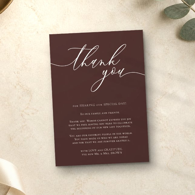 Thank you simple minimalist Chocolate Brown Enclosure Card (Creator Uploaded)