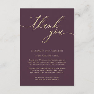 Thank you simple minimalist Midnight Fig Enclosure Card