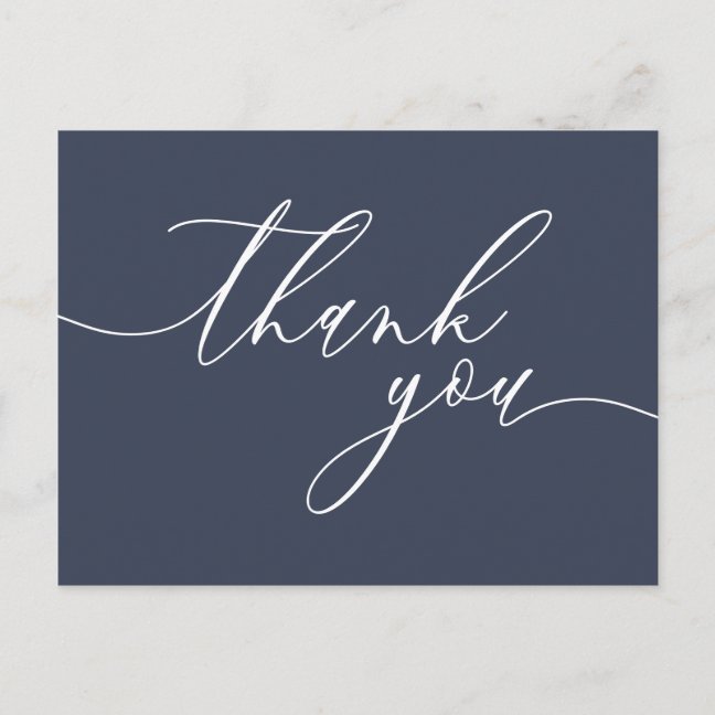 Thank you simple minimalist navy postcard