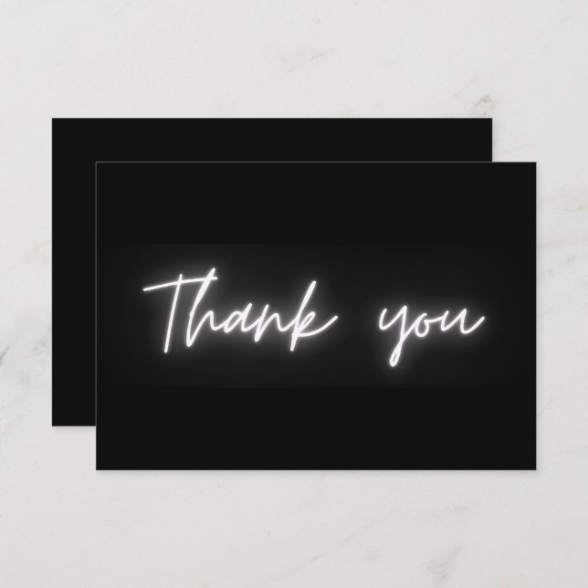 Thank You Simple Modern Black White Neon Script (Front/Back)