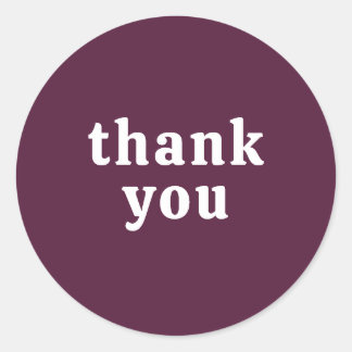 Thank You Simple Retro Font Wedding Burgundy Wine Classic Round Sticker