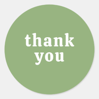 Thank You Simple Retro Font Wedding Green Classic Round Sticker