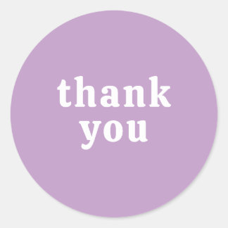 Thank You Simple Retro Font Wedding Lilac Classic Round Sticker