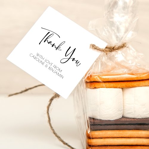 Thank You  Simple Script Name Black and White Favor Tags