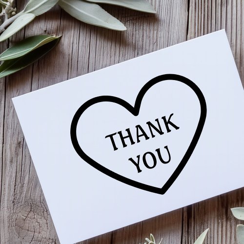 Thank You Simple Stylish Heart Wood Art Stamp