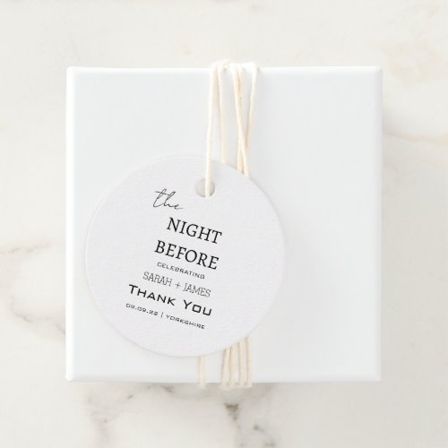 Thank you Simple White the Night Before Wedding  Favor Tags