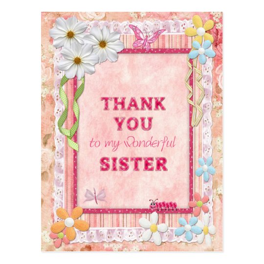 Thank you sister, flowers craft card  Zazzle.com