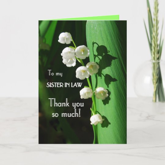 Thank You Sister In Law Lily Of The Valley Thank You Card