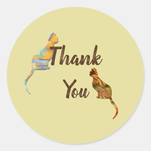 Thank You Sitting Kittens Appreciation Cat Thanks Classic Round Sticker