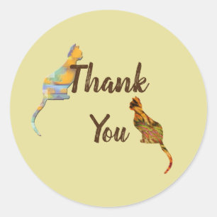 Thank You Sitting Kittens Appreciation Cat Thanks Classic Round Sticker