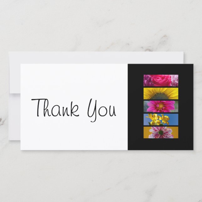 Thank You slim Card - Pink & Yellow Macro Flowers (Front)