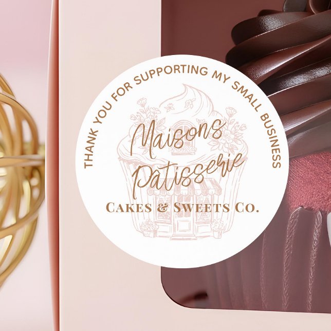 Thank You Small Bakery Business Pastry Cupcake Classic Round Sticker (Thank You Small Bakery Business Pastry Cupcake Classic Round Sticker)