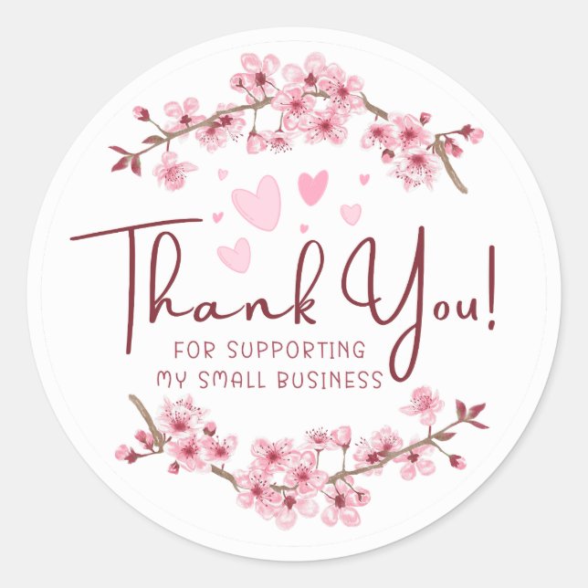 Thank You Small Business Classic Round Sticker (Front)