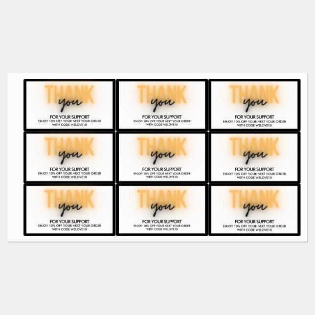 Thank You Small Business Discount Code Labels (Sheet)