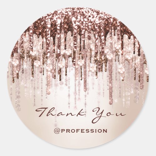 Thank You Small Business Drips Rose Drips Blush Classic Round Sticker