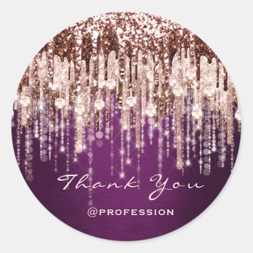 Thank You Small Business Drips Rose Drips Purple Classic Round Sticker