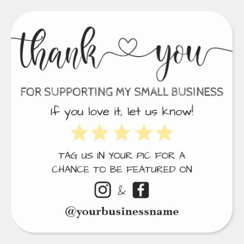 thank you small business facebook instagram modern square sticker
