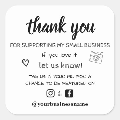 thank you small business facebook instagram modern square sticker