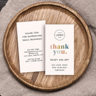 Thank you! Small Business Logo Modern Pastels Discount Card