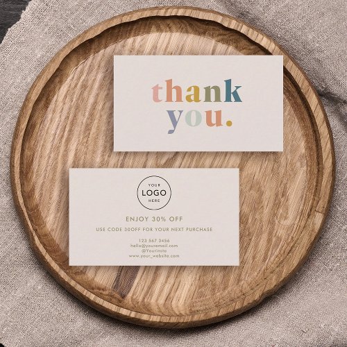 Thank you Small Business Logo Modern Pastels Discount Card