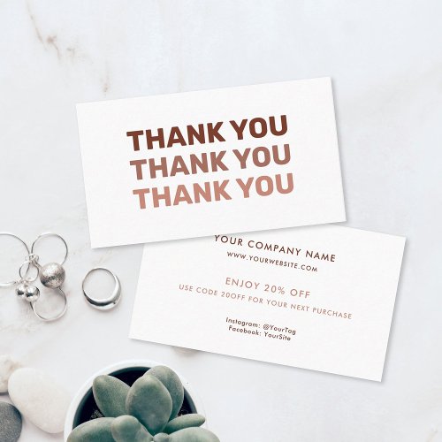 Thank you Small Business Modern Blush Pastels Discount Card