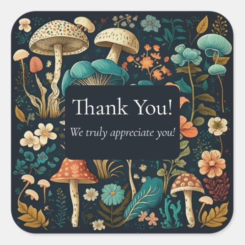 Thank You Small Business Mushroom Farm  Square Sticker