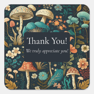 Thank You Small Business Mushroom Farm Square Sticker